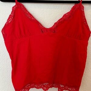 SKIMS Red Lace Trim Camisole
